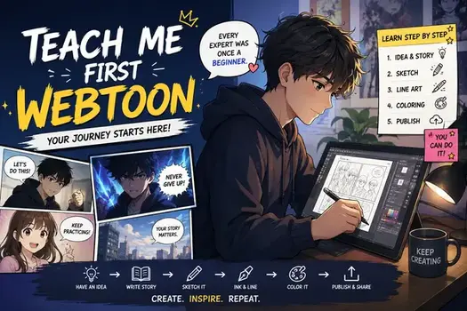 Teach Me First Webtoon character illustrations and episode guide cover